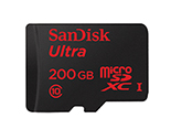 SanDisk – Sandisk Ultra microSDXC UHS-I mit 200 GByte Kapazität.